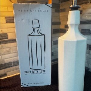 Bright Angle White CeramicOlive Oil Bottle Dispenser- New in Box